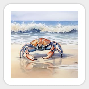 Red Crab Walking Towards the Ocean Sticker